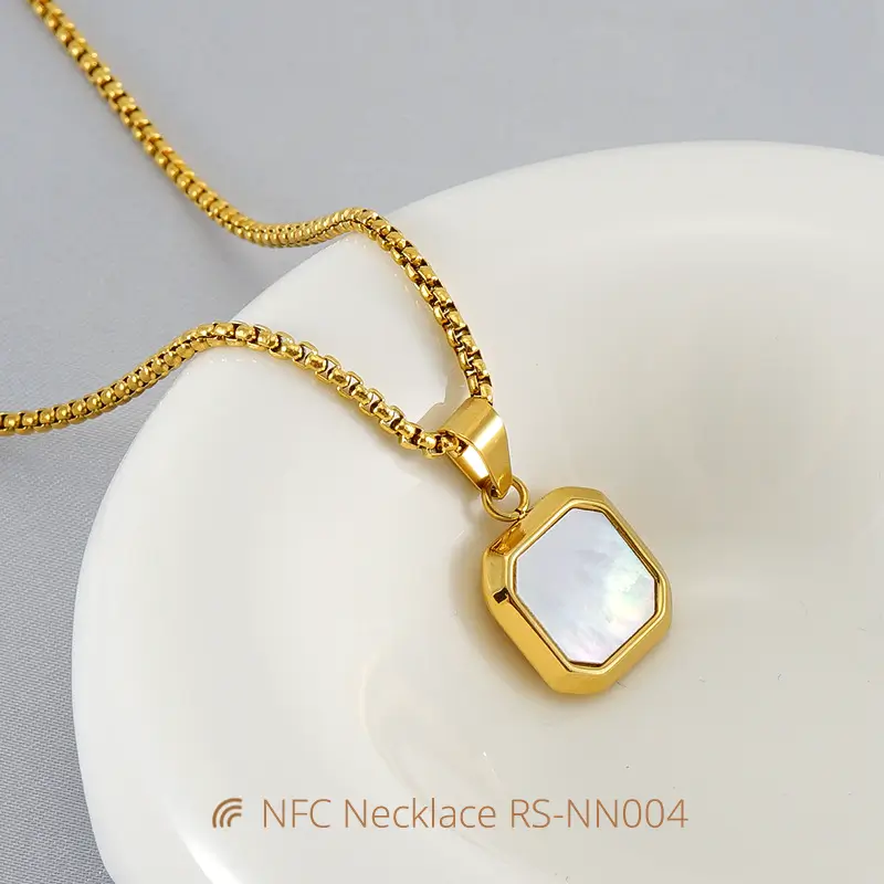 Smart NFC Jewelry Necklace with Stainless Steel & Shell