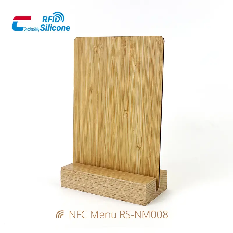 Wooden Contactless Menu NFC Stand for Digital Menus & Reviews