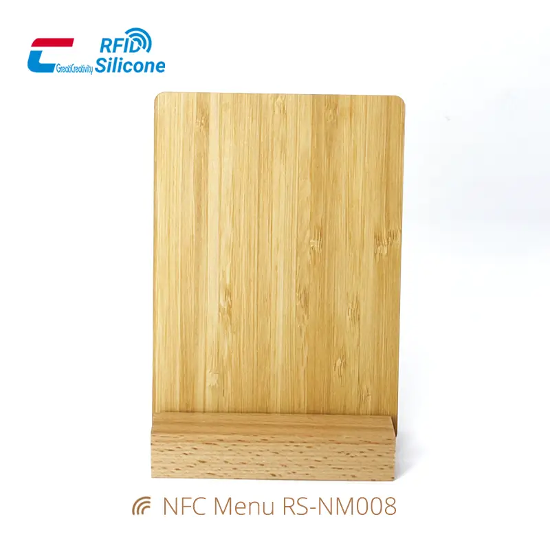 Wooden Contactless Menu NFC Stand for Digital Menus & Reviews