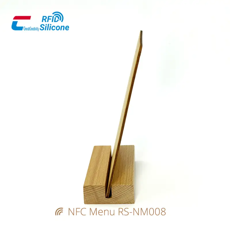 Wooden Contactless Menu NFC Stand for Digital Menus & Reviews