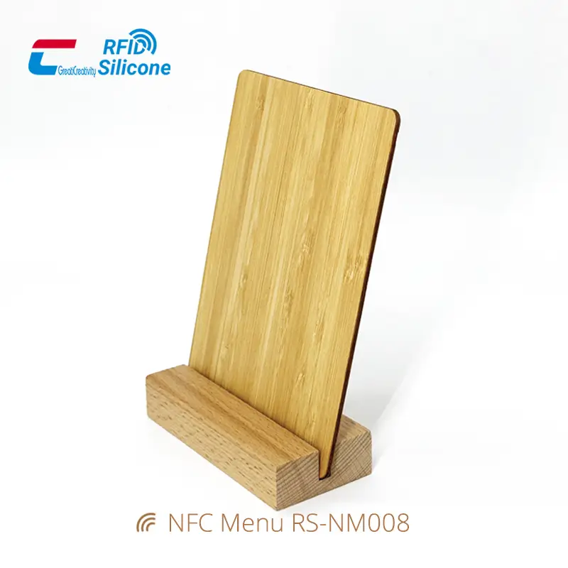 Wooden Contactless Menu NFC Stand for Digital Menus & Reviews