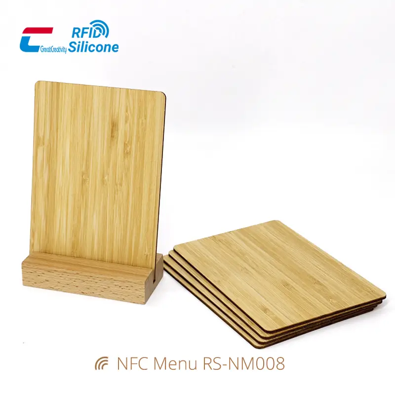 Wooden Contactless Menu NFC Stand for Digital Menus & Reviews