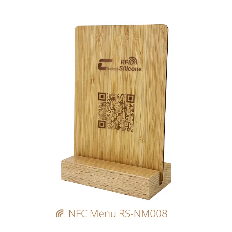 Wooden Contactless Menu NFC Stand for Digital Menus & Reviews