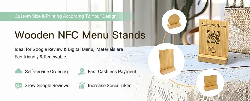 CXJ Wooden Contactless Menu NFC Stand
