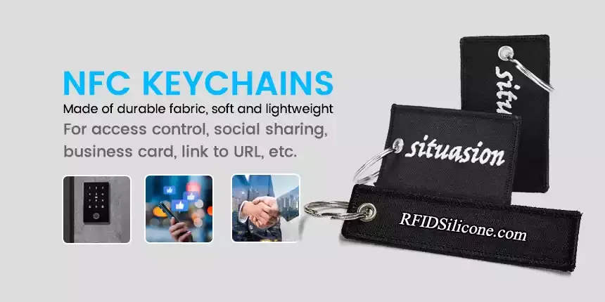 nfc fabric keychains wholesale tap to conntect instantly