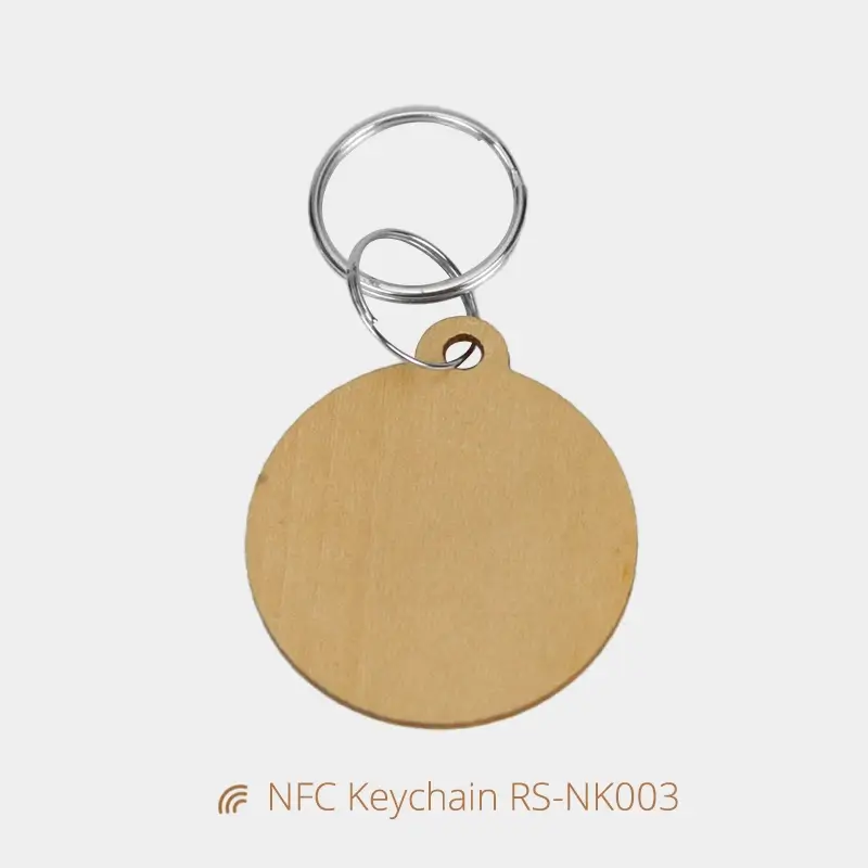 Personalized Wood NFC Keychain Tag Instant Tap to Connect