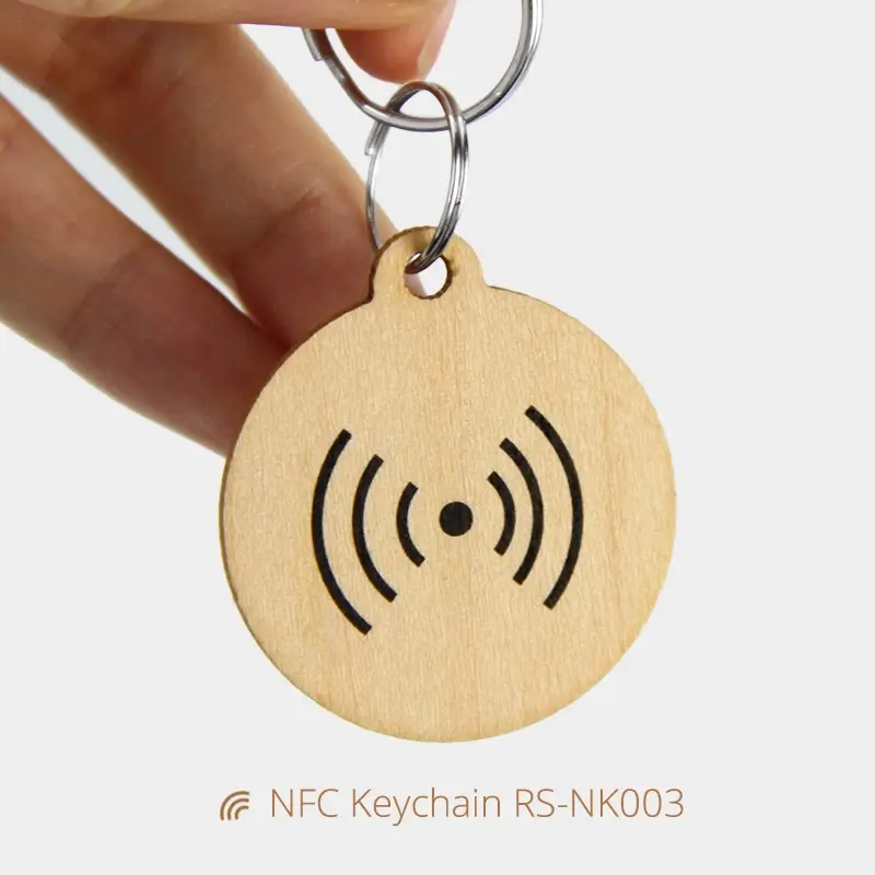Personalized Wood NFC Keychain Tag Instant Tap to Connect