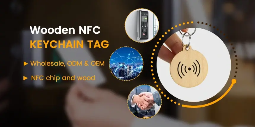 personalized wood nfc keychain tag instant tap to connect