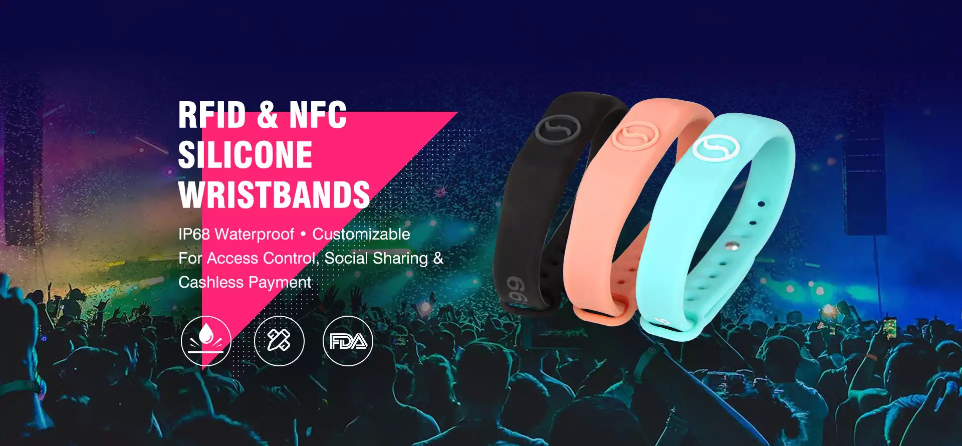 Adjustable Waterproof RFID Silicone Wristband
