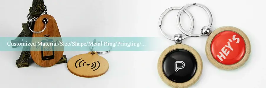 customized materail size shape metal ring of the rfidsilicone nfc tag keychain