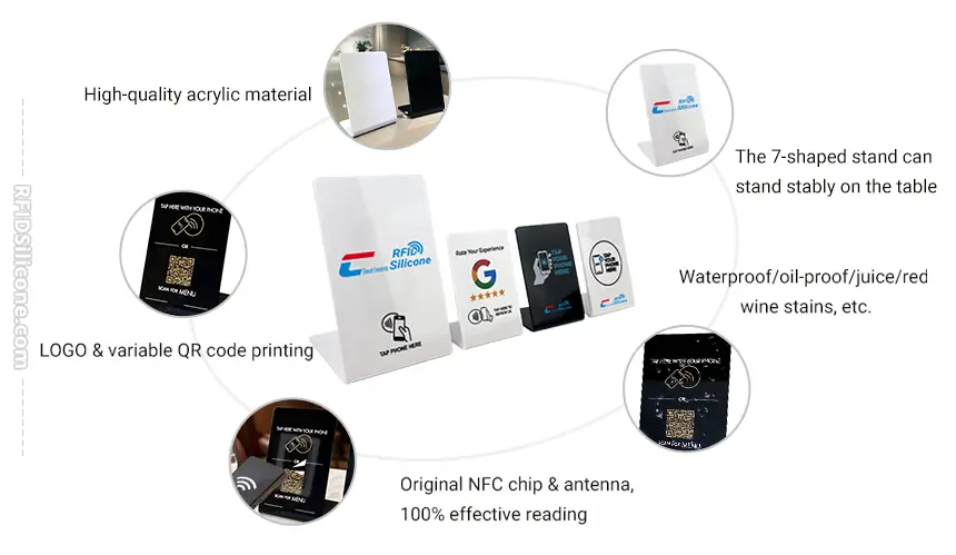 Details of L-shaped Acrylic NFC Menu Stand RS-NM005
