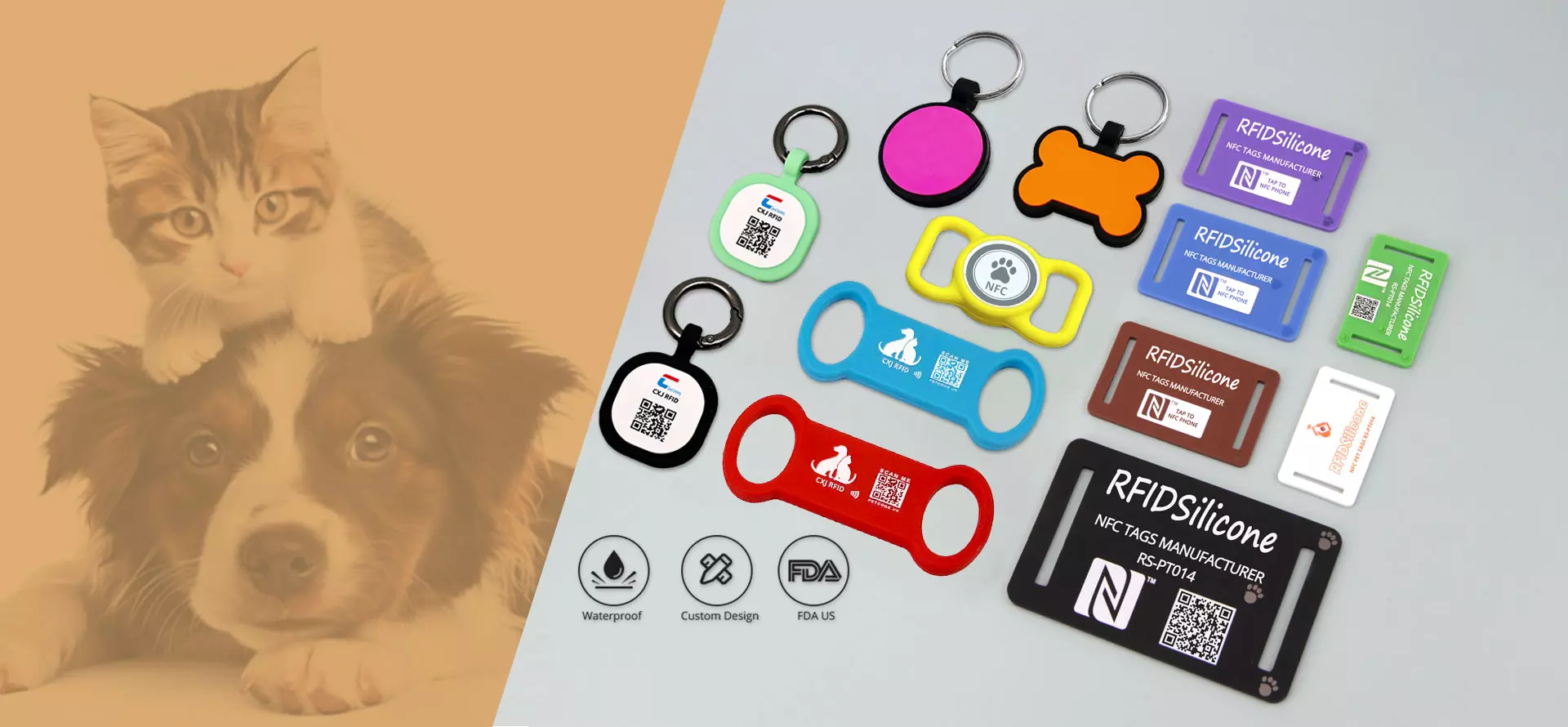 NFC PET TAGS<br> ANTI-LOST<br> DOGS & CATS