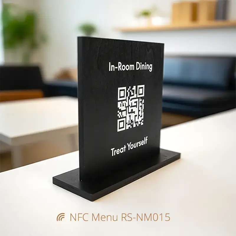 Custom Eco-friendly Fashion Wooden Menu Card NFC Stand