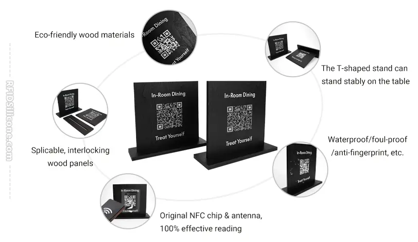 RS-NM015 wooden NFC menu card stand details