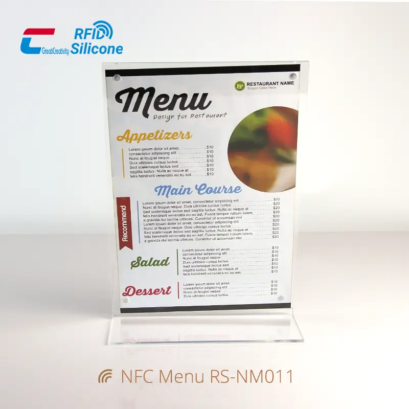 Crystal Clear Premium NFC Menu Tag Acrylic Holder