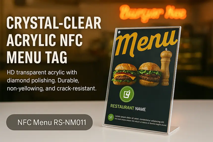 CXJ Crystal Clear Premium NFC Menu Tag Acrylic Holder