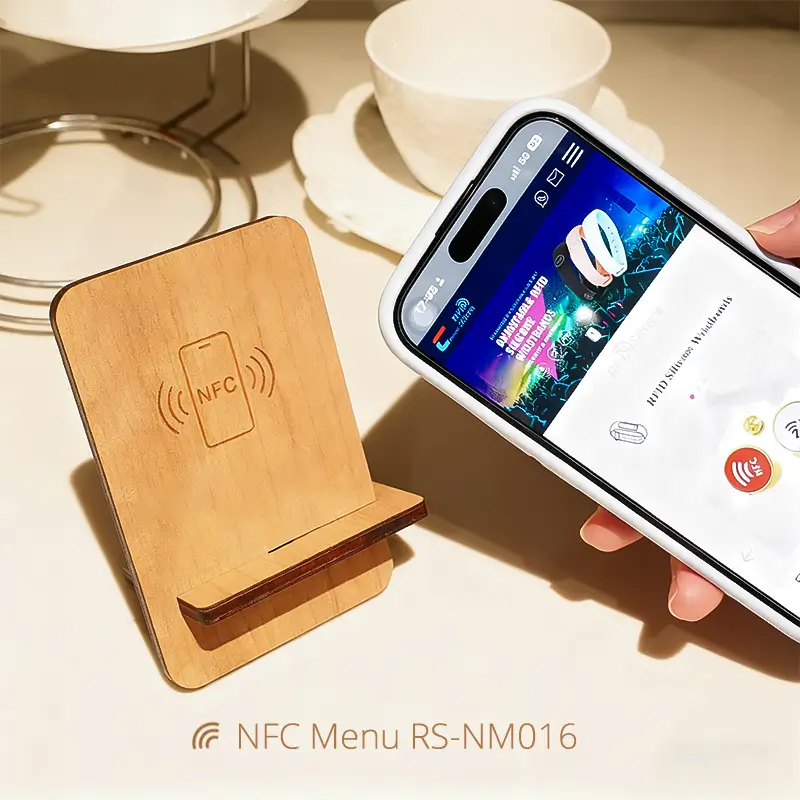 Wood NFC Stand Eco-friendly Detachable Wooden NFC Menu
