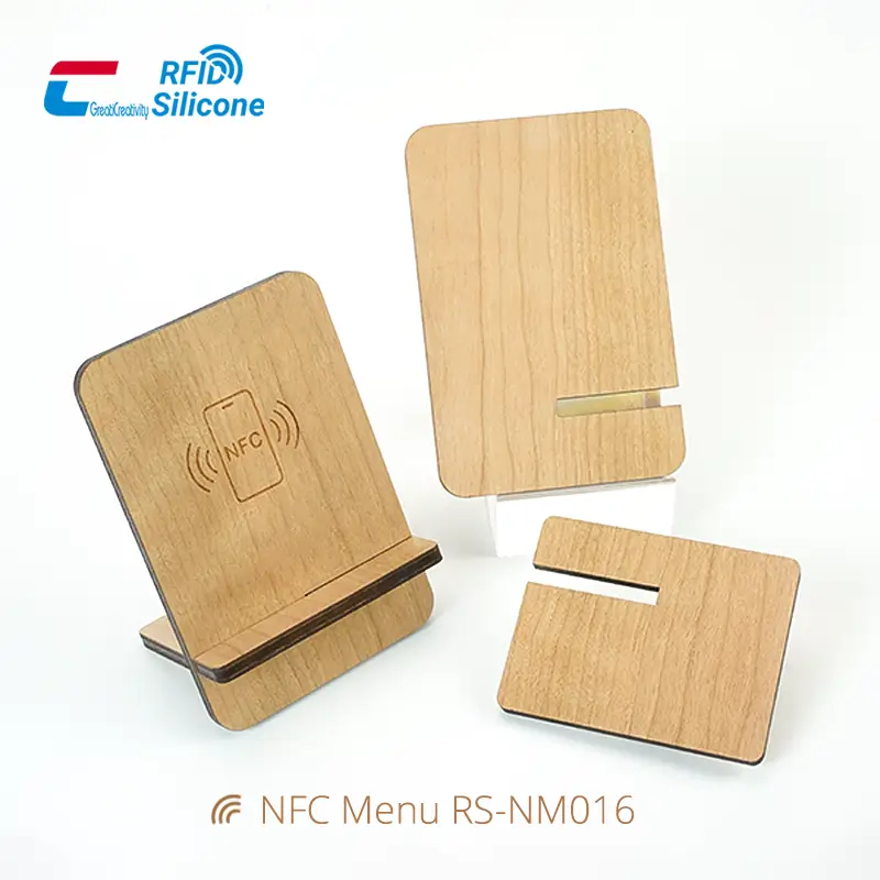 Wood NFC Stand Eco-friendly Detachable Wooden NFC Menu