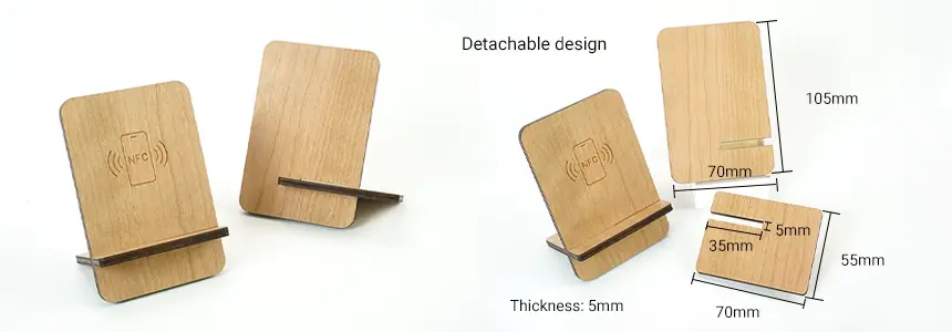 Product Sizes of RS-NM016 Wooden NFC Stand Menu