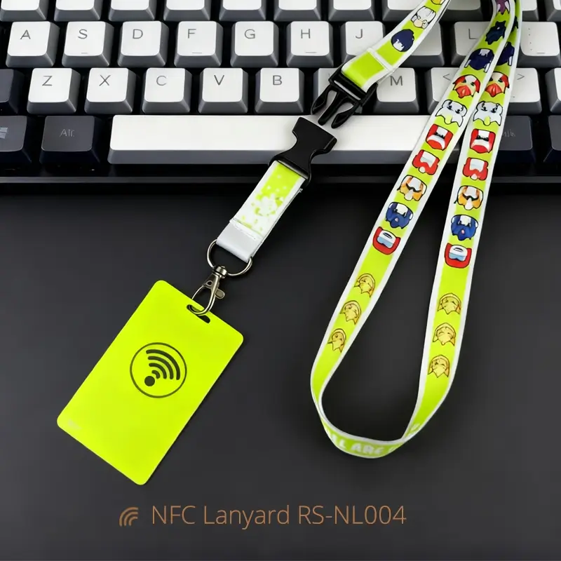 Custom NFC Plastic Card RFID Badges Lanyard with Buckle