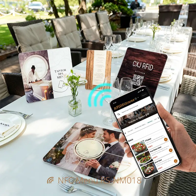 Clear Acrylic NFC Menu Tag for Spas or Weddings