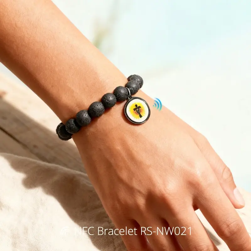 Colorful Stone Bead NFC Daily Bible NTAG213 Bracelets