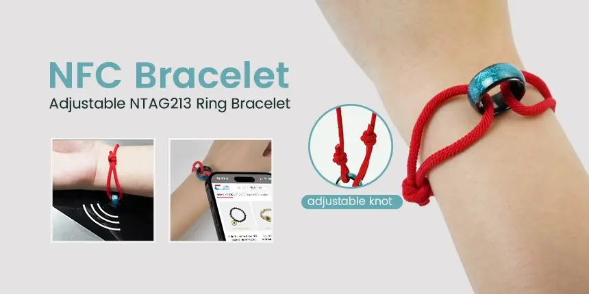 Adjustable NTAG213 Wristband NFC Ring Braided Bracelets