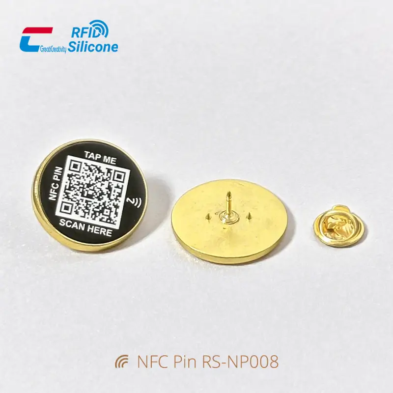 Fashion QR Code NFC Pin Tags Smart Metal Brooch
