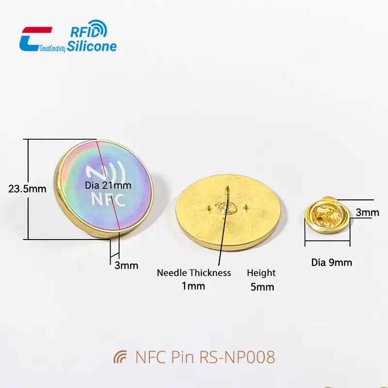 Fashion QR Code NFC Pin Tags Smart Metal Brooch