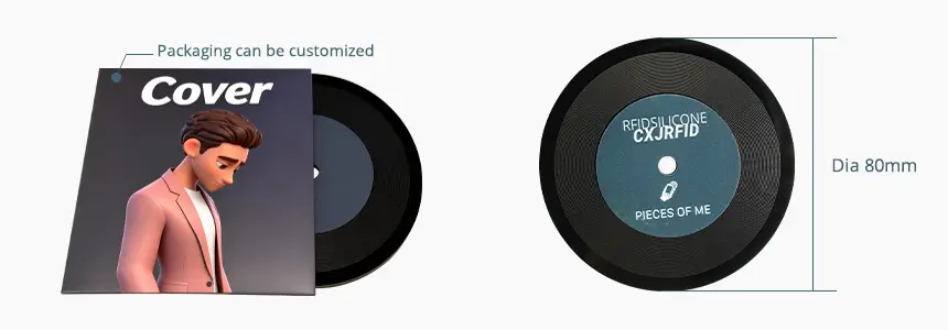 size and design of Acrylic NFC Disc Vinyl Records NFC Music Card rs-ncd04