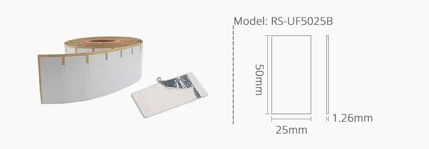 size of tamper proof uhf flexible anti metal tag rs-uf5025b