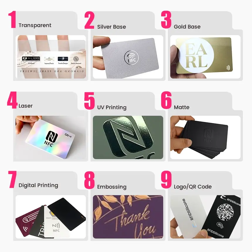 the crafts of the nfc pvc card are optional.