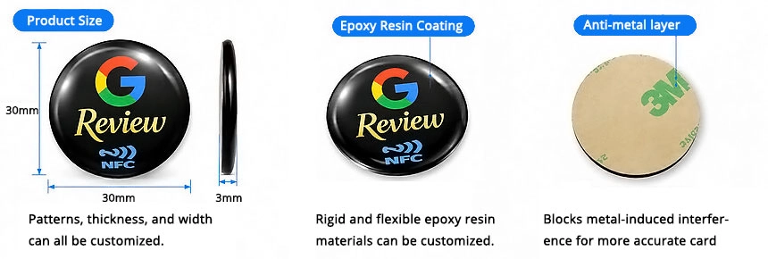 Round Google Review Tag Custom NFC Sticker Round Google Review Tag Custom NFC Sticker