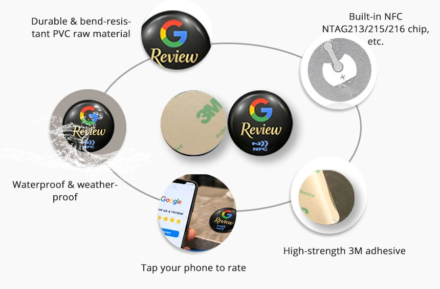 Details of Round Google Review Tag Custom NFC Sticker Details of Round Google Review Tag Custom NFC Sticker